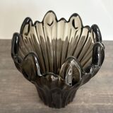 Vintage Schneider Fumé Crystal Vase - 1960s