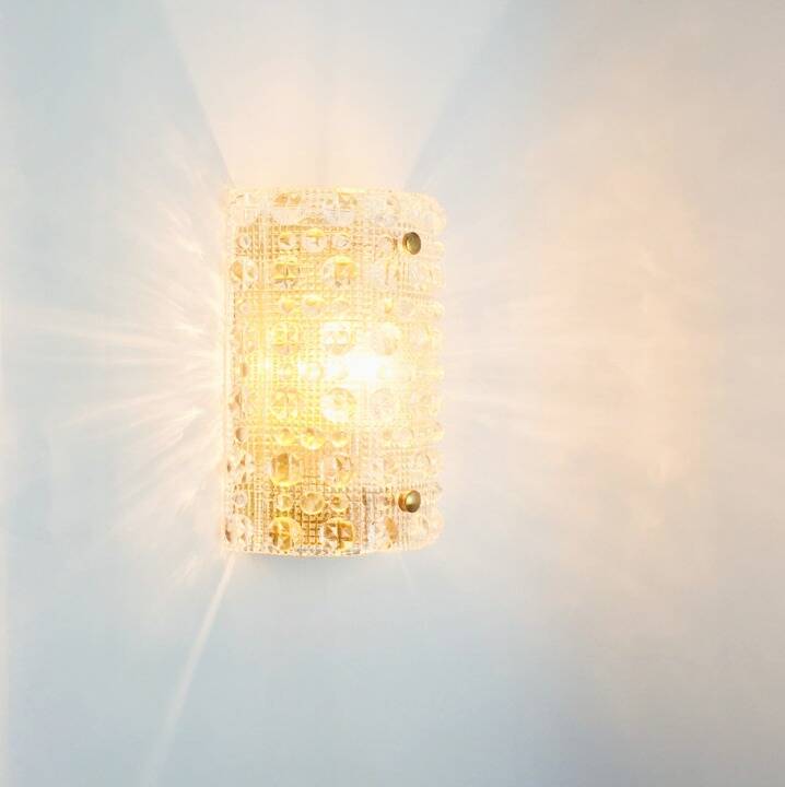 Mid-Century Scandinavian Glass & Brass Wall Lamp - C. Fagerlund, Orrefors