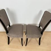 Art Deco Chairs in Black Lacquer & Grey Alcantara, France, 1930s, Set of 6