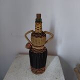 Anthropomorphic glass and rattan bottle 50s