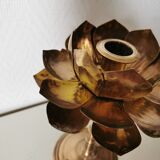 Candlestick, candle holder, modular lotus flower in brass, 50s feldman style