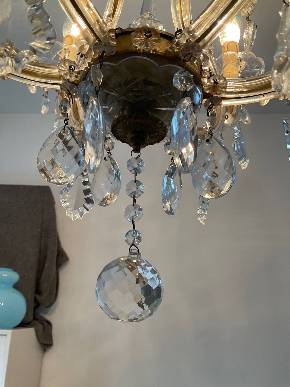 Old Venetian chandelier in crystal and bronze