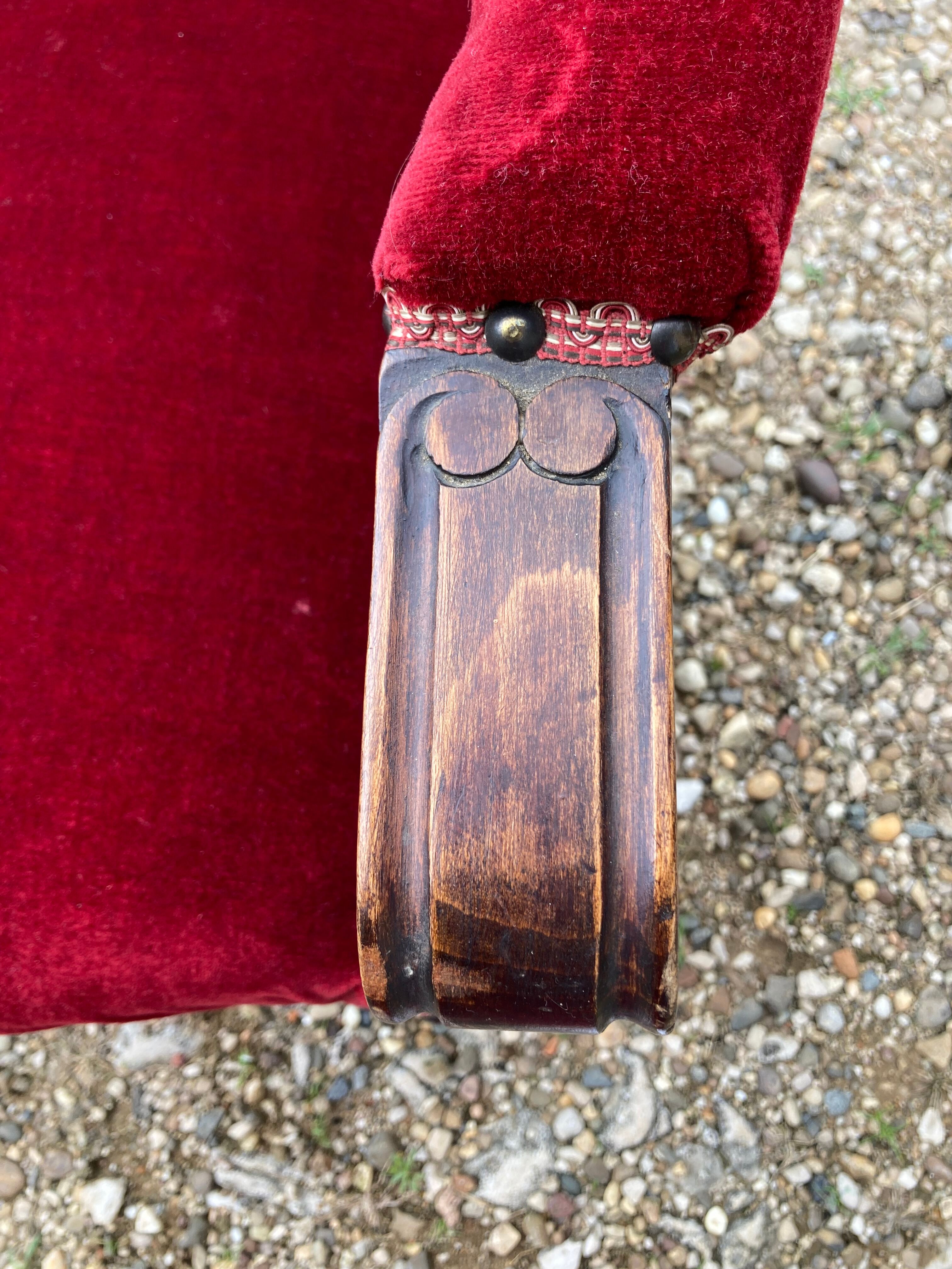 Red velvet voltaire armchair