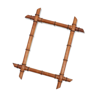 Ancien miroir bois tourné, imitation bambou.