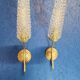 Pair of vintage 1970 glass and metal wall lights