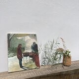 Anxian painting Painting seller of brown on vintage canvas