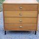Vintage store chest of drawers in blond oak metal tube legs 4 drawers