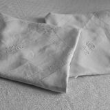 Set of 2 pillowcases, white cotton, monogram LT