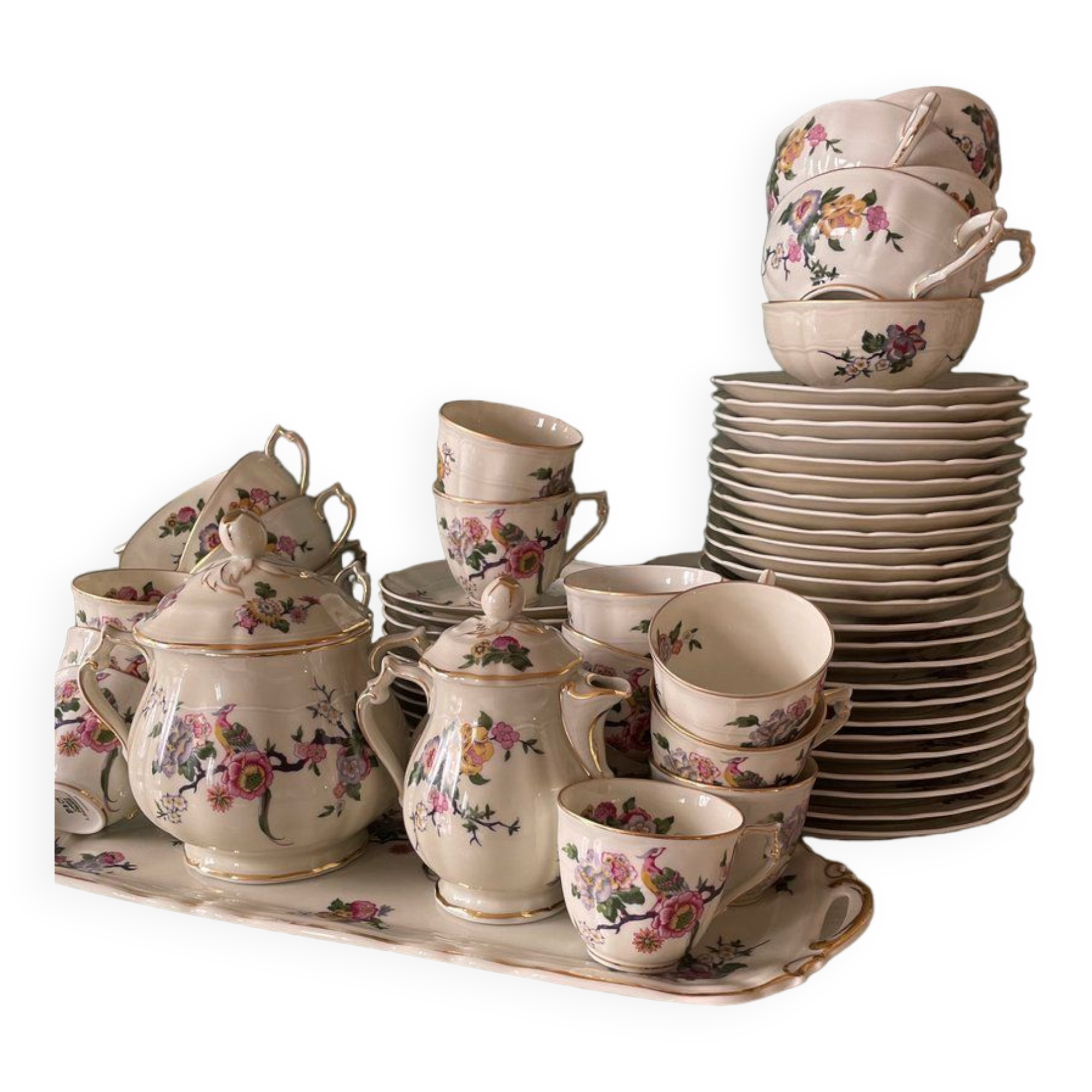 Tea and coffee set, Bernardaud, Bengali, Limoges