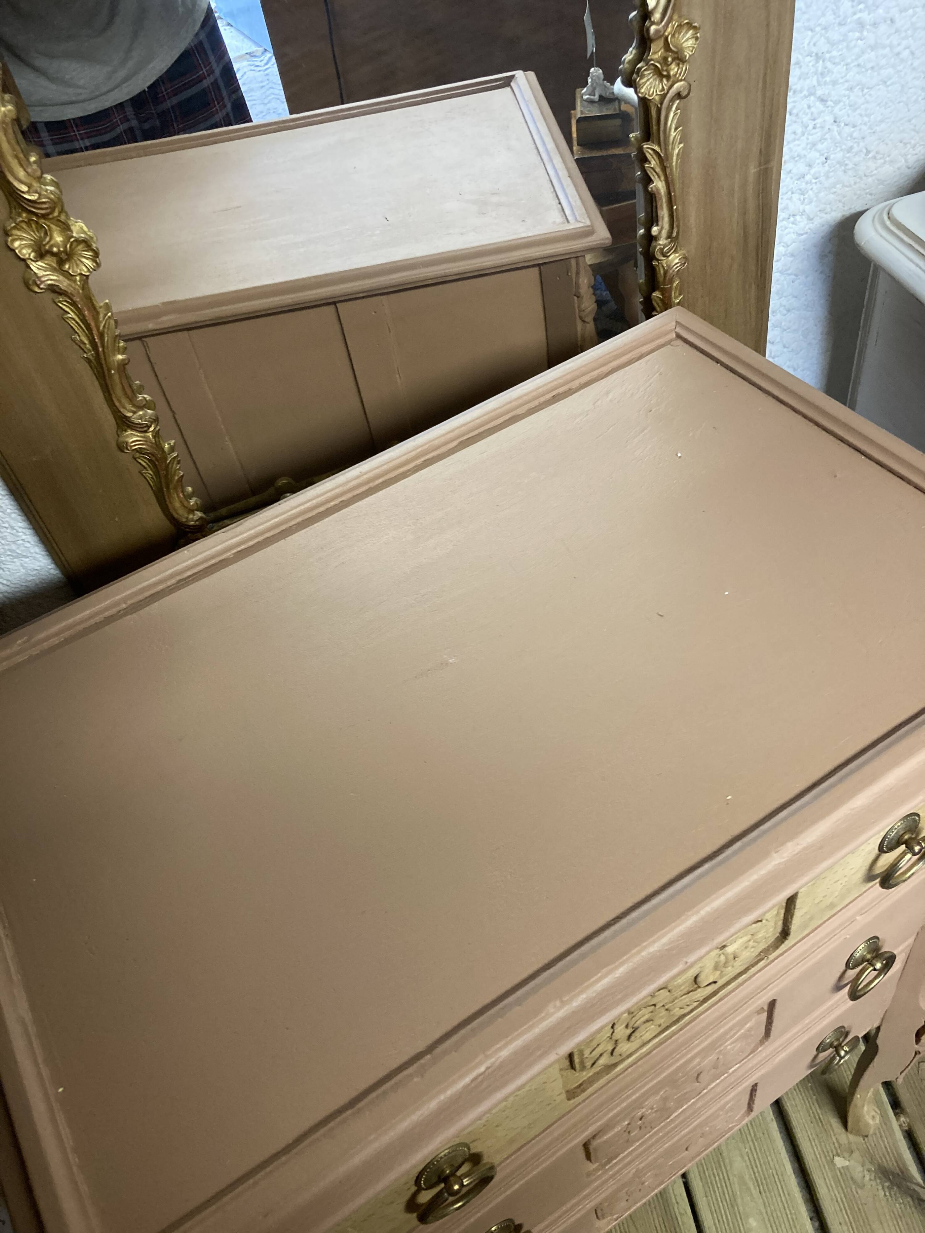 Petite commode ART DÉCO esprit coiffeuse terracotta