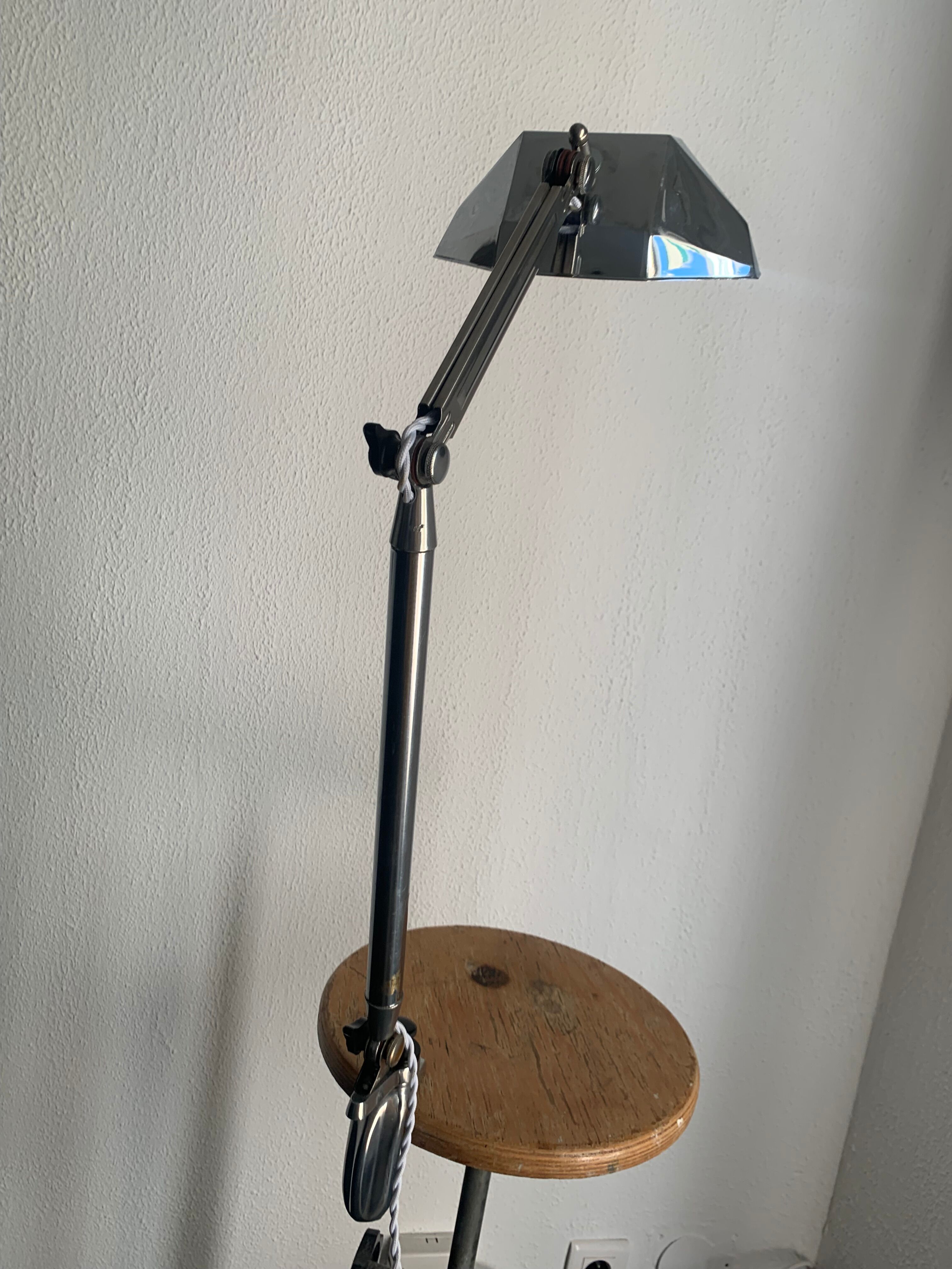 Vintage lamp 1950 industrial workshop factory Super Chrome - 65 cm