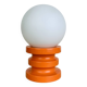Lampe space age bois orange et globe opaline, années 70