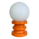 Lampe space age bois orange et globe opaline, années 70