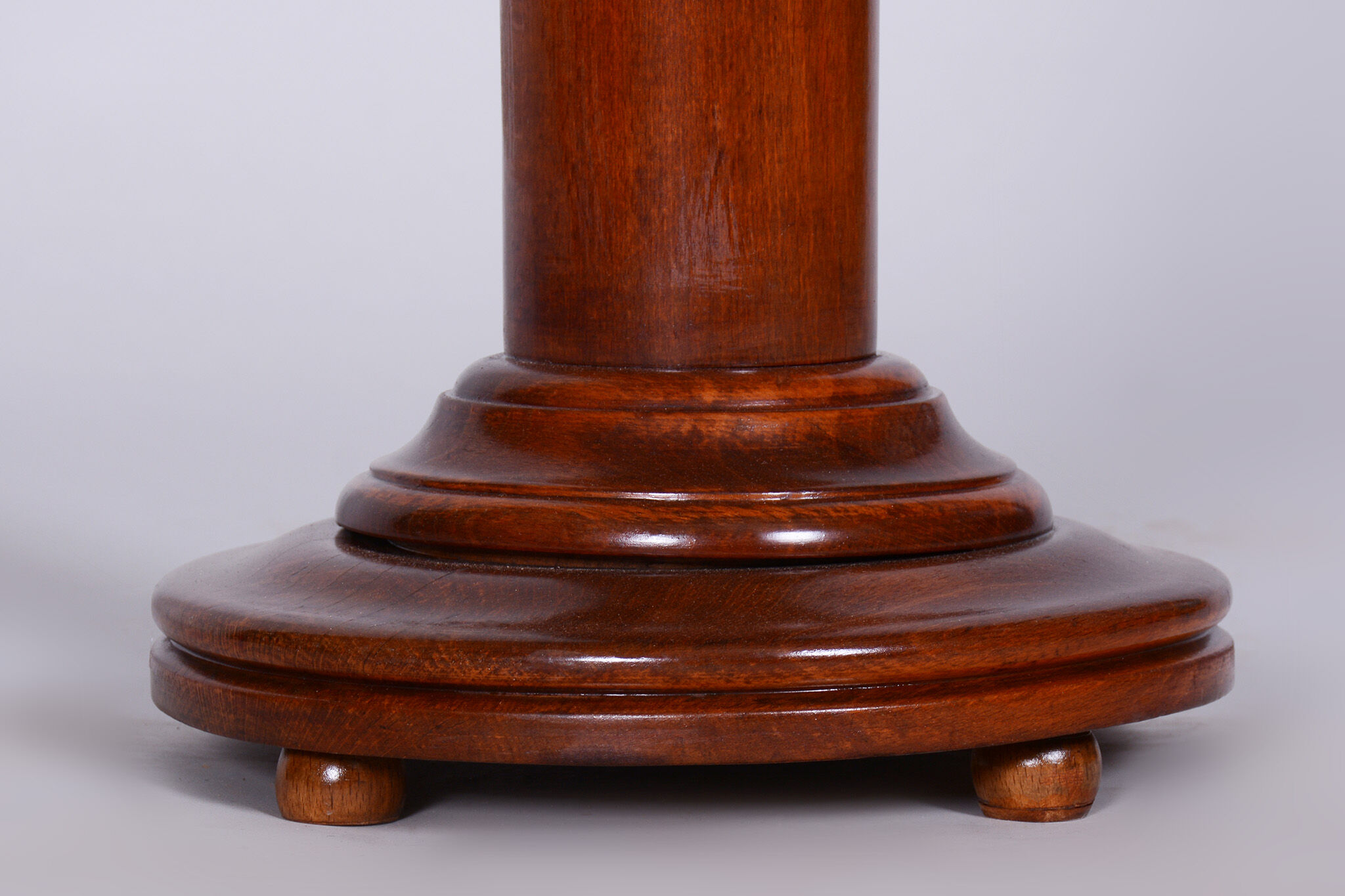 Restored art deco pedestal, beech, walnut, 1920s, czechia