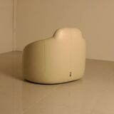 "Pumpkin" armchair set and its cream leather ottoman by Pierre Paulin