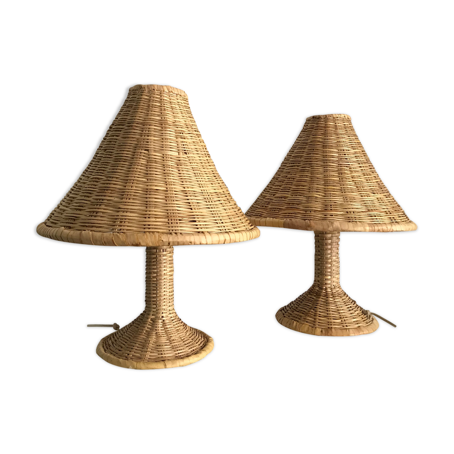 Pair of wicker lamps