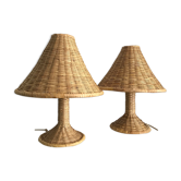 Paire de lampes en osier