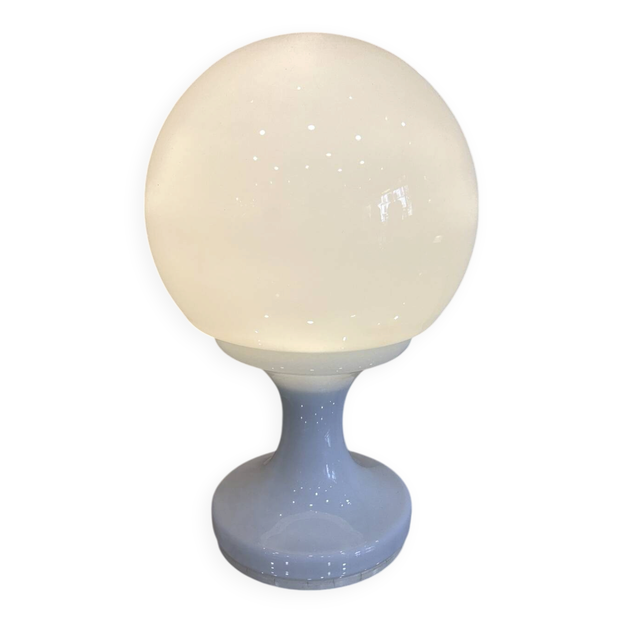 Vintage white opaline globe bedside lamp