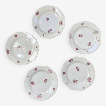 Set of 5 vintage Moulin des loups flat plates, 1950s