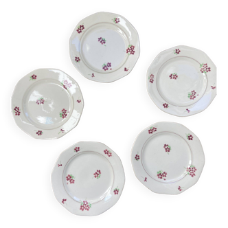 Set of 5 vintage Moulin des loups flat plates, 1950s