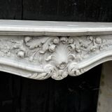 Imposing louis xv style fireplace in white carrara marble circa 1880