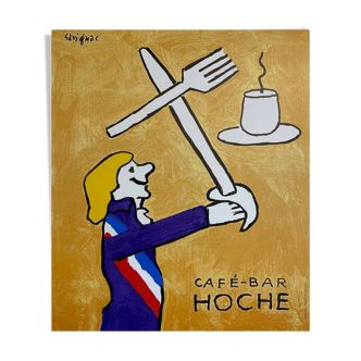Original Café-Bar Hoche poster by Raymond Savignac 1993 - Small Format - On linen