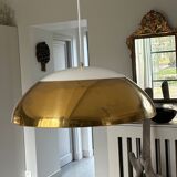 brass and porcelain pendant light - Sweden 60s/70s