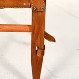 “Safari” Footstool in Oak and Leather