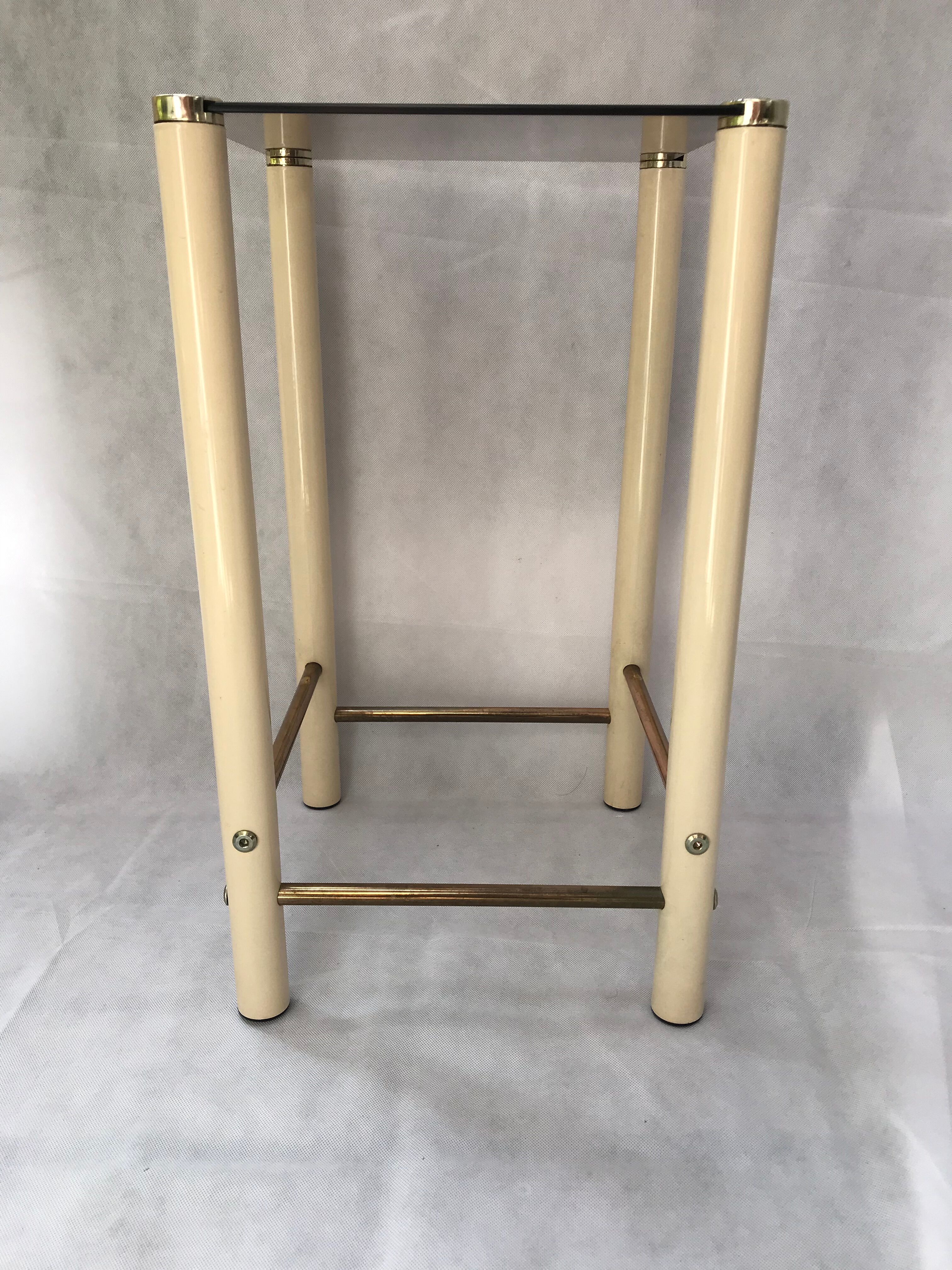 Square side table in metal and smoked glass