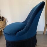 Fauteuil crapaud en velours bleu