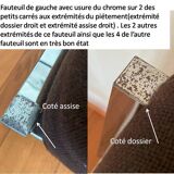 Pair of brown low chairs with chrome base