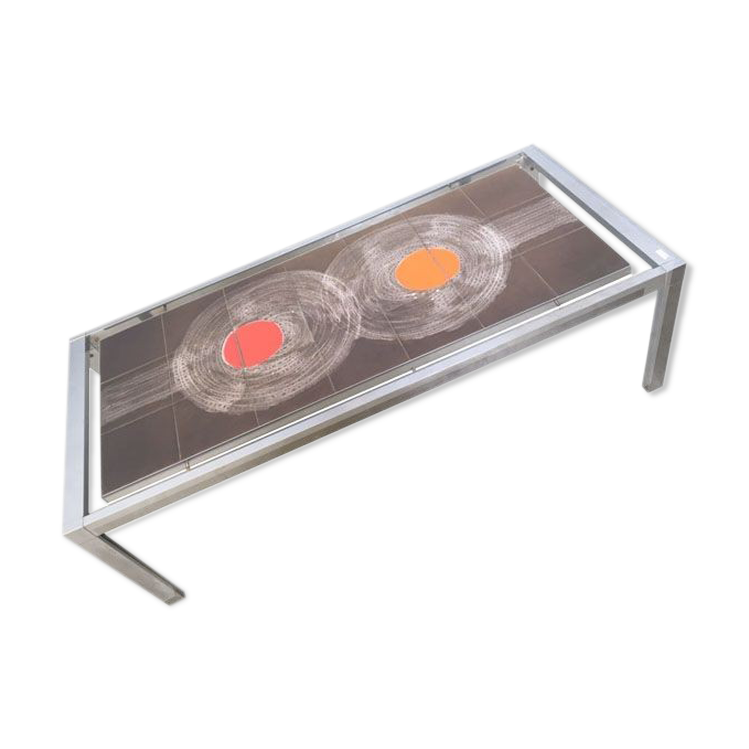 Coffee table 1970 ceramic tiles and stainless steel DAP a comment? 300.00 - DISPONIBLE SKU No.7250