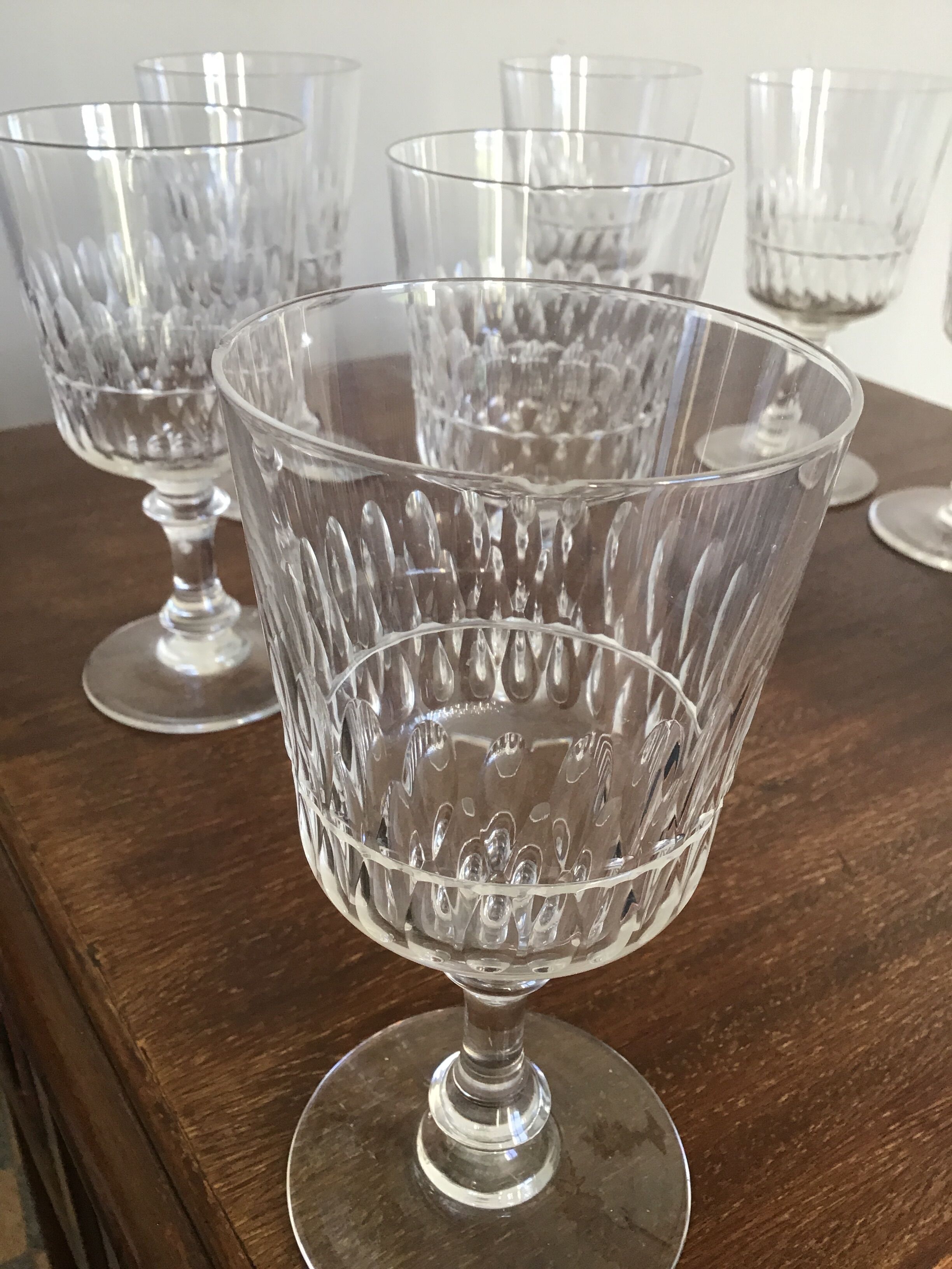 Lot of 6 crystal walking glasses