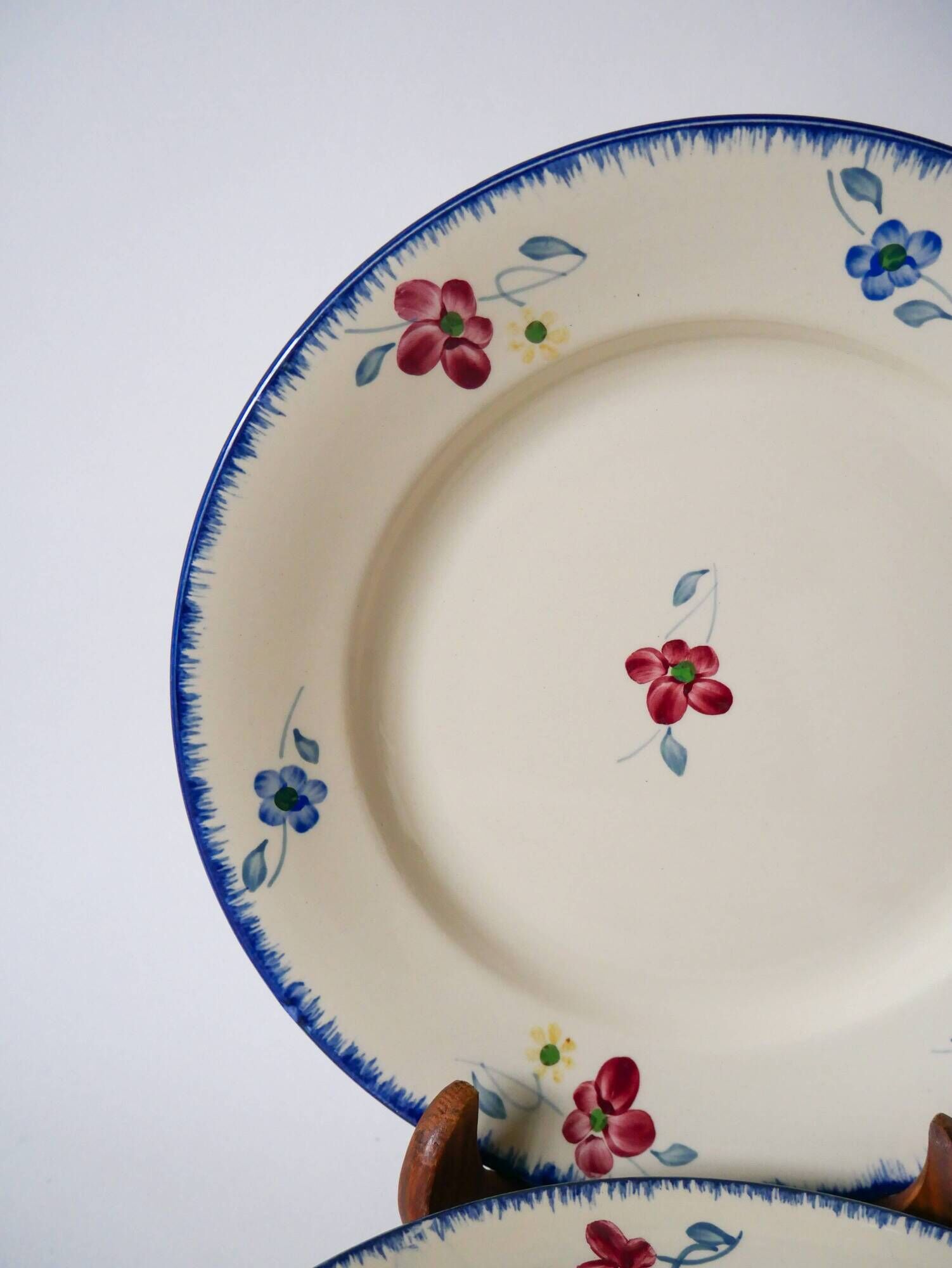 Lot of 5 digoin sarreguemines flat plates model "mary-lou" 1940