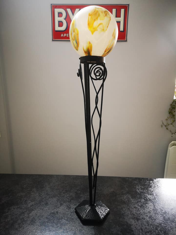 Art deco pendant light 1930 wrought iron