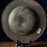 Antique Decorative Pewter Plate with Leaves and Acorns