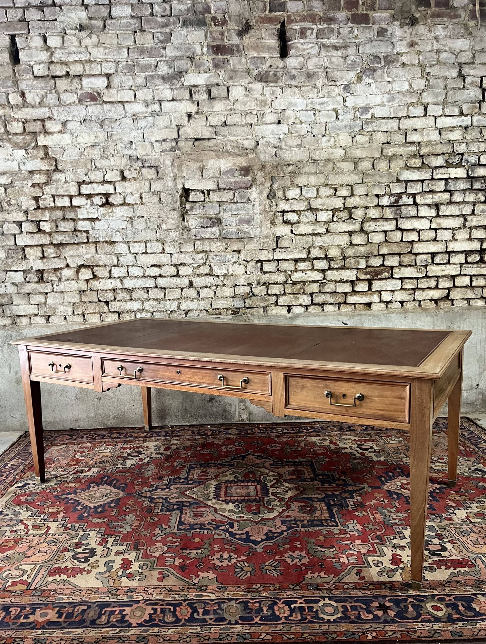 Flat desk double faces of minister mahogany style Louis XVI XIX th century