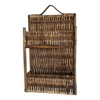 Vintage wicker spice rack