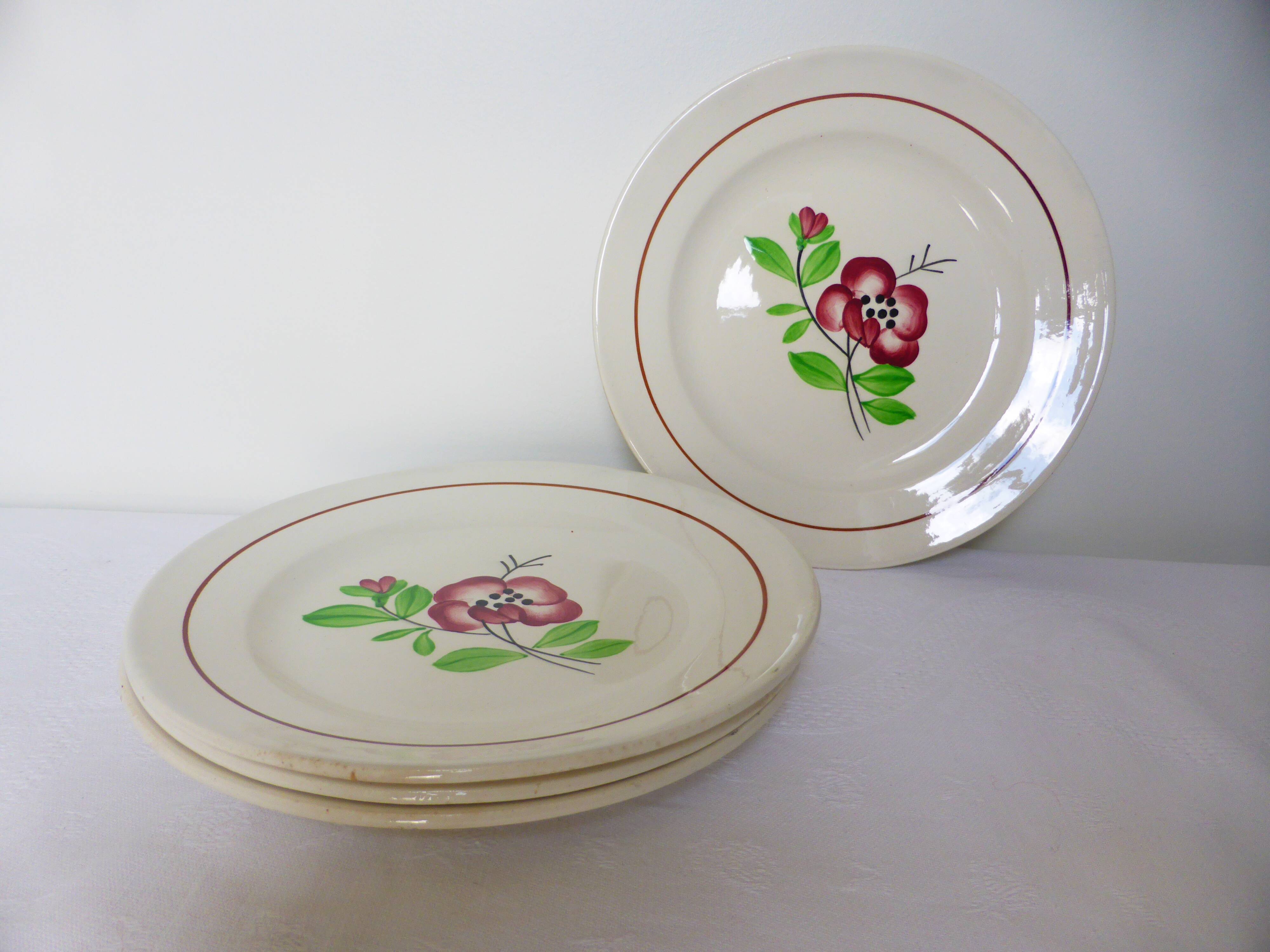 4 dessert plates from Digoin Sarreguemines, Beaucaire model 210844