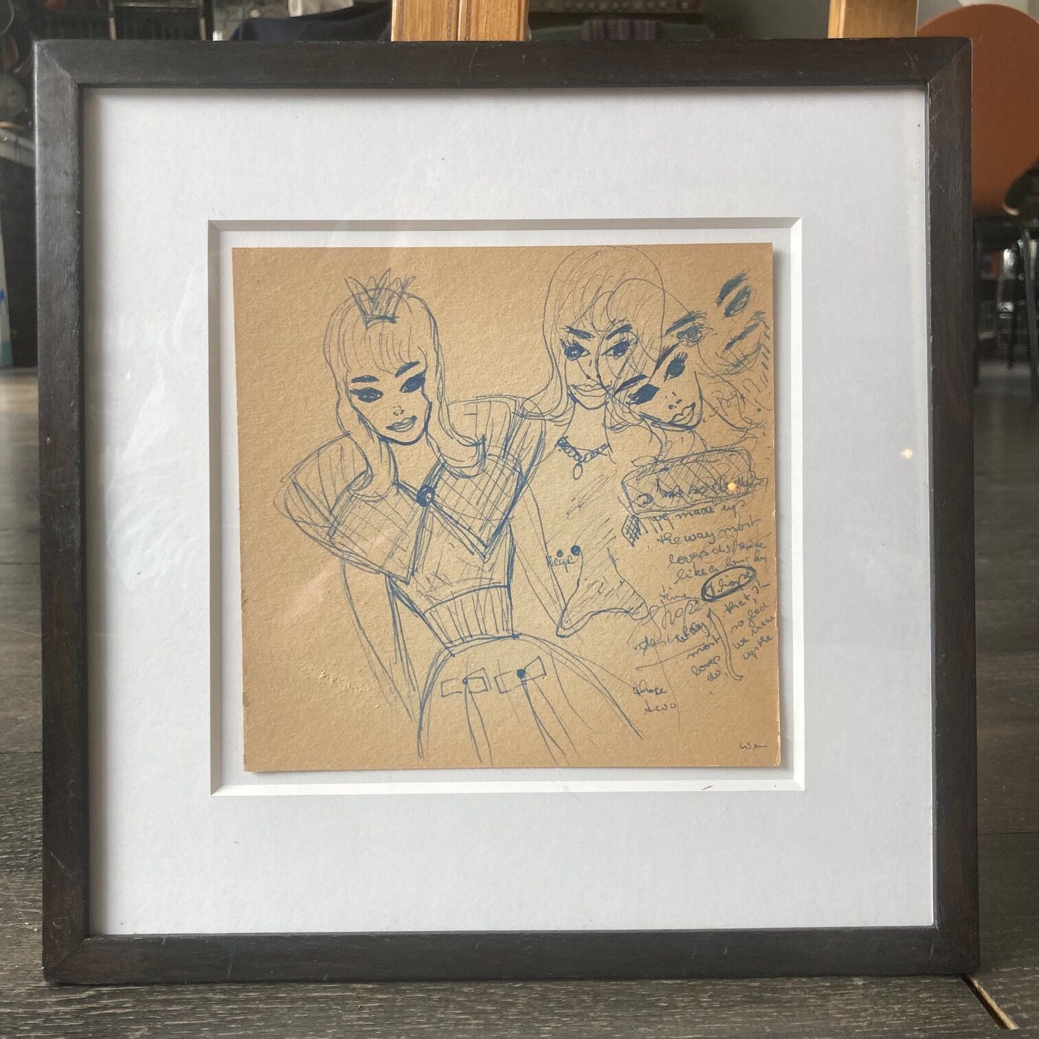 Drawing in blue ink by a teenage girl