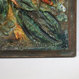 Ceramic floral relief wall sculpture by Neubauer, 1970s