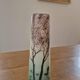Frosted glass vase, painted Art Deco, signed.