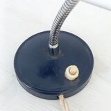 Flexible bedside lamp in blue lacquered sheet metal and stainless steel, edition of the 70s.