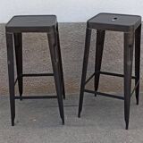 Paire de tabourets en métal noir
