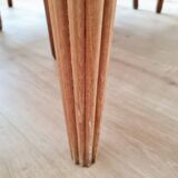 Art deco table - sanded raw wood - flower patterns