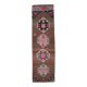 Geometric brown oushak runner rug, 97x326cm