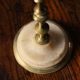Fine brass candle holder alabaster base