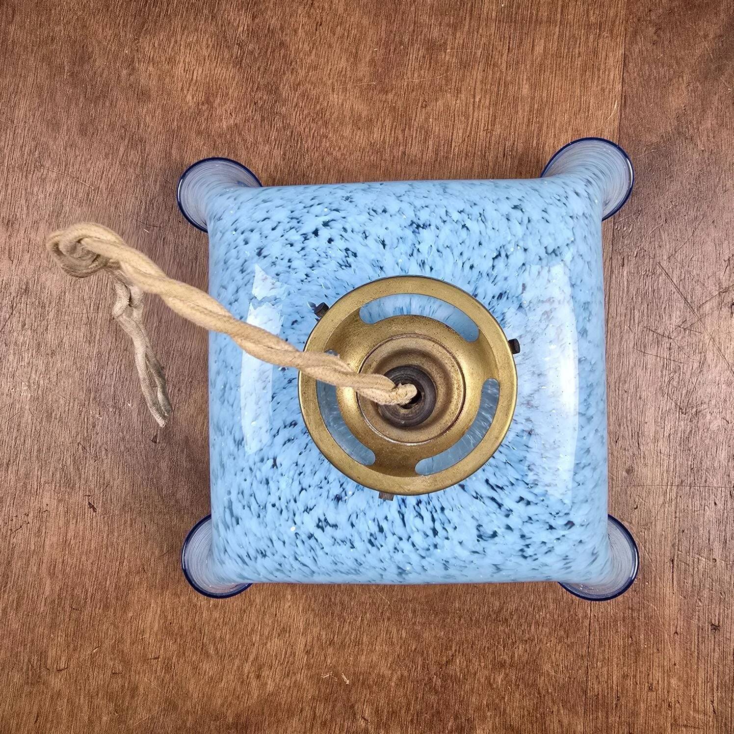 Antique blue speckled glass suspension in the style of Clichy – Draped shape