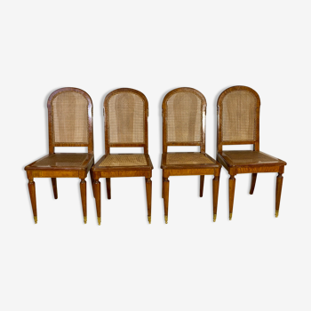 Quatre chaises cannées époque Art Nouveau 1900