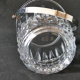 Seau à glace vintage en verre estampillé avec une anse en métal